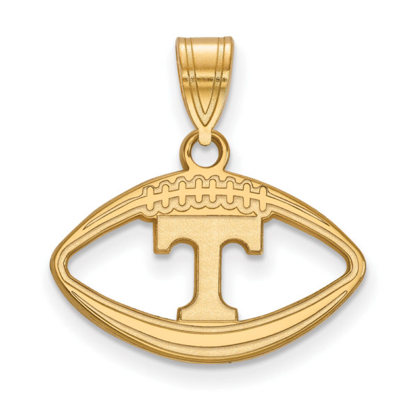 14k Gold Plated Silver U. of Tennessee 'T' Football Pendant