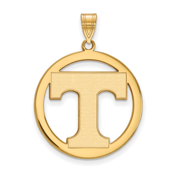 14k Gold Plated Silver U. of Tennessee XL Initial T Circle Pendant