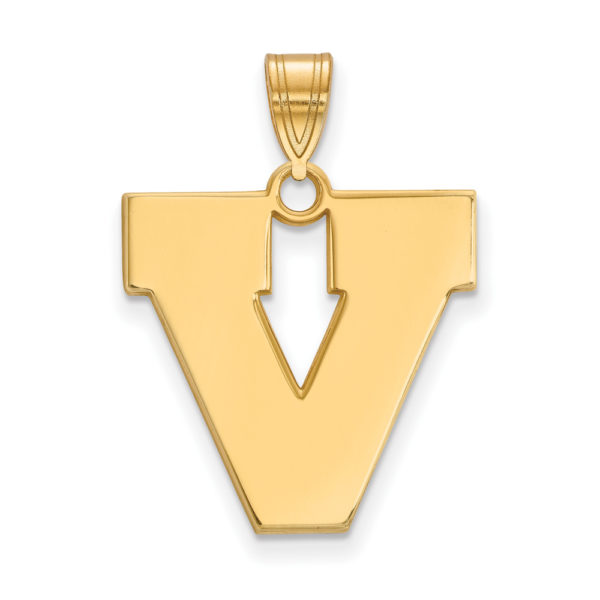 14k Gold Plated Silver U. of Virginia Large Initial V Pendant