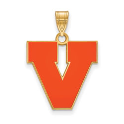 14k Gold Plated Silver U. of Virginia Large 'V' Enamel Pendant