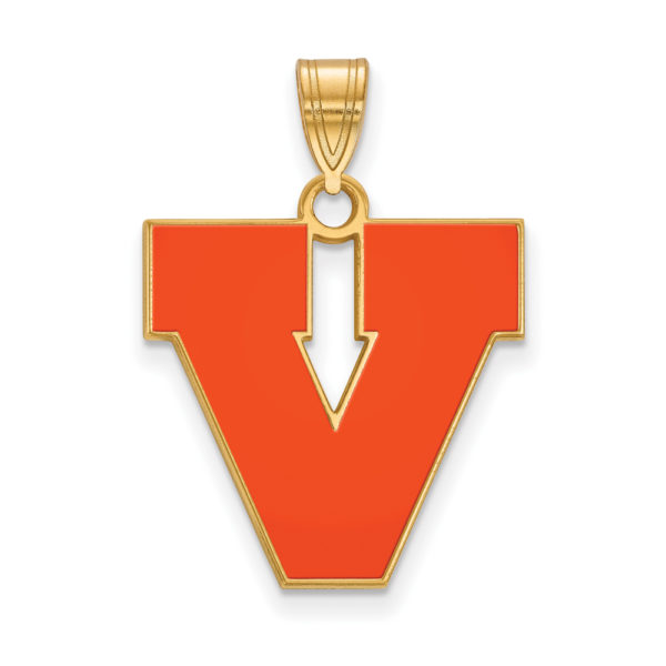 14k Gold Plated Silver U. of Virginia Large 'V' Enamel Pendant