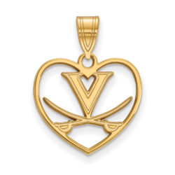 14k Gold Plated Silver U. of Virginia Logo Heart Pendant