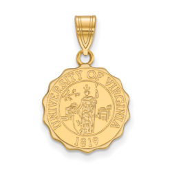 14k Gold Plated Silver U. of Virginia Medium Crest Disc Pendant