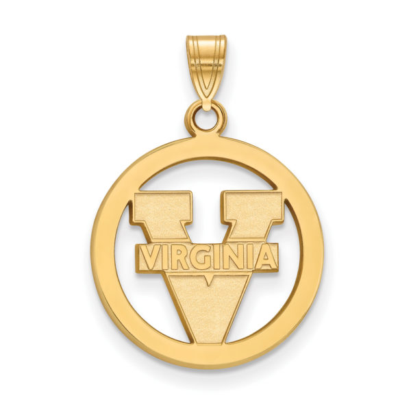 14k Gold Plated Silver U. of Virginia SM 'V' Logo Circle Pendant