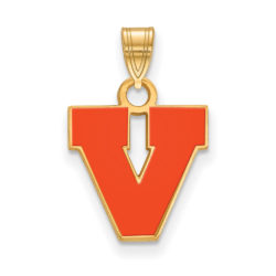 14k Gold Plated Silver U. of Virginia Small 'V' Enamel Pendant