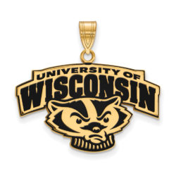 14k Gold Plated Silver U. of Wisconsin LG Mascot Logo Enamel Pendant