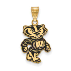 14k Gold Plated Silver U. of Wisconsin Large Badgers Enamel Pendant