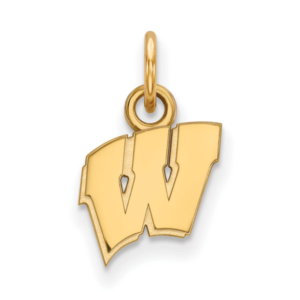 14k Gold Plated Silver U. of Wisconsin XS (Tiny) Initial W Charm