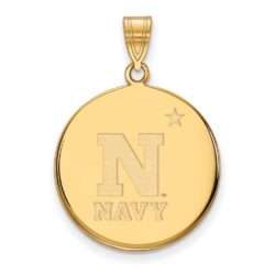 14k Gold Plated Silver U.S. Naval Academy Large Disc Pendant