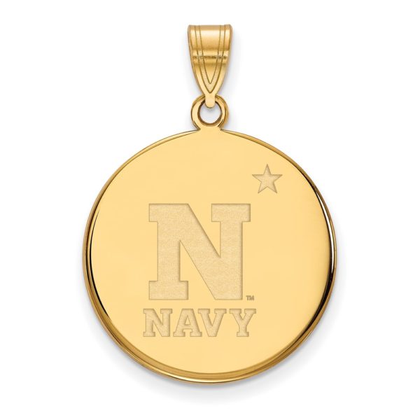 14k Gold Plated Silver U.S. Naval Academy Large Disc Pendant