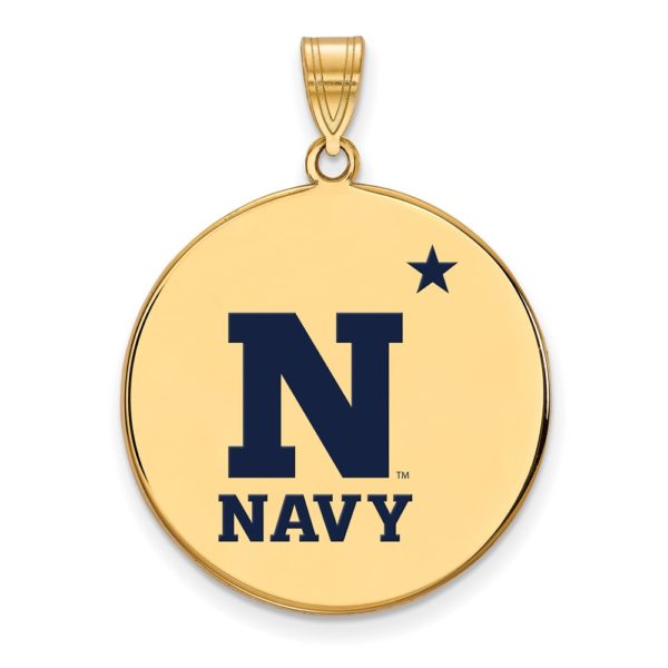 14k Gold Plated Silver U.S. Naval Academy XL Enamel Disc Pendant