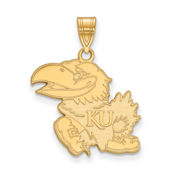 14k Gold Plated Silver Univ. of Kansas Large Pendant