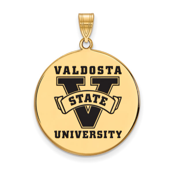 14k Gold Plated Silver Valdosta State XL Enamel Disc Pendant