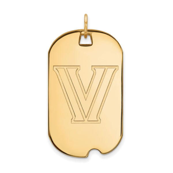 14k Gold Plated Silver Villanova U. Large Logo Dog Tag Pendant