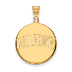 14k Gold Plated Silver Villanova U. Large Script Disc Pendant