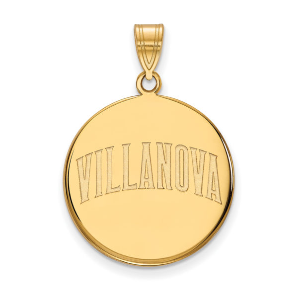 14k Gold Plated Silver Villanova U. Large Script Disc Pendant