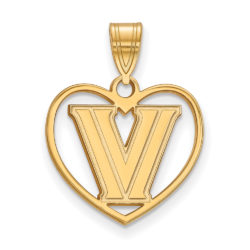 14k Gold Plated Silver Villanova U. Logo Heart Pendant