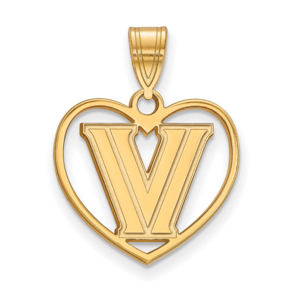 14k Gold Plated Silver Villanova U. Logo Heart Pendant