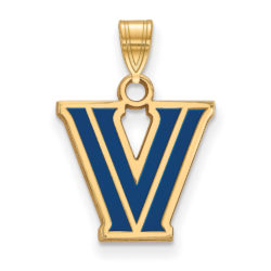 14k Gold Plated Silver Villanova U. Small Enamel Logo Pendant