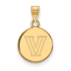 14k Gold Plated Silver Villanova U. Small Logo Disc Pendant