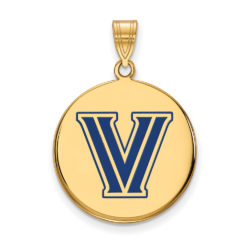 14k Gold Plated Silver Villanova Univ. Large Enamel Disc Pendant