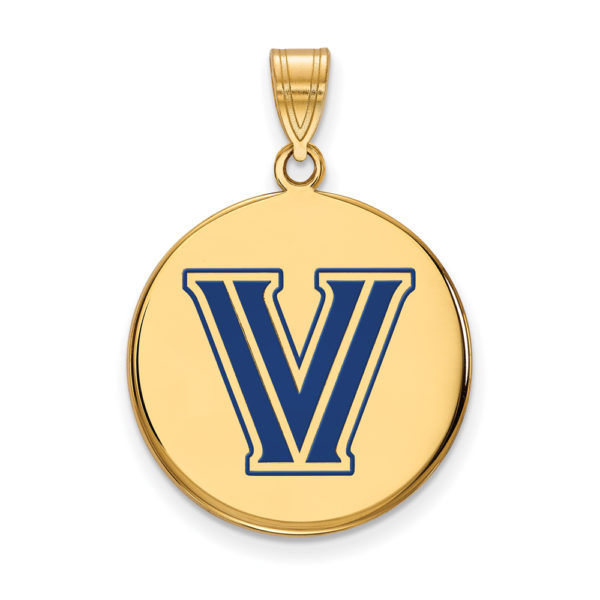 14k Gold Plated Silver Villanova Univ. Large Enamel Disc Pendant