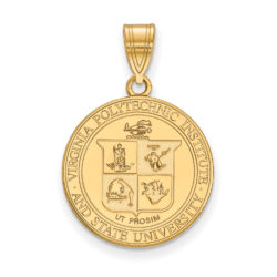 14k Gold Plated Silver Virginia Tech Large Crest Disc Pendant