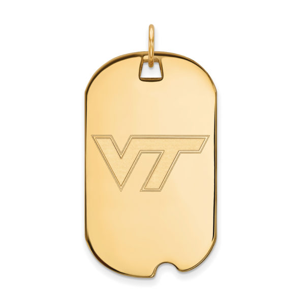 14k Gold Plated Silver Virginia Tech Large Logo Dog Tag Pendant