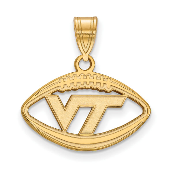 14k Gold Plated Silver Virginia Tech Logo Football Pendant