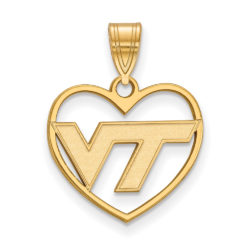 14k Gold Plated Silver Virginia Tech Logo Heart Pendant