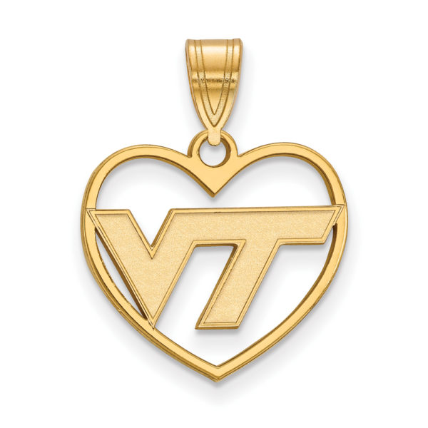 14k Gold Plated Silver Virginia Tech Logo Heart Pendant