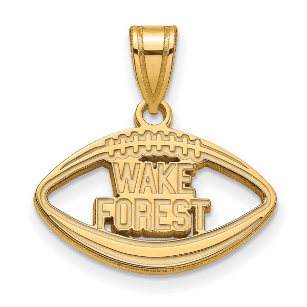 14k Gold Plated Silver Wake Forest U. Logo Football Pendant