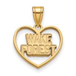 14k Gold Plated Silver Wake Forest U. Logo Heart Pendant