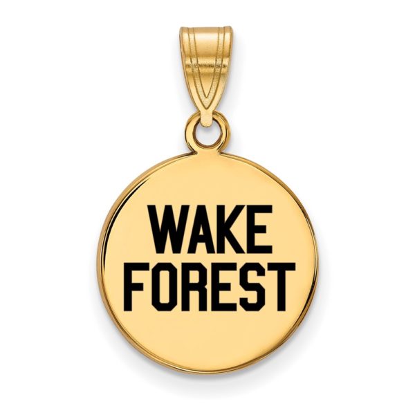 14k Gold Plated Silver Wake Forest U. Medium Enamel Logo Disc Pendant