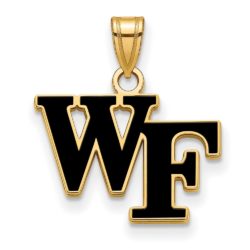 14k Gold Plated Silver Wake Forest U. Small Enamel 'WF' Pendant