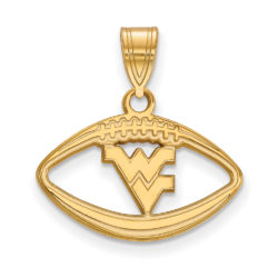 14k Gold Plated Silver West Virginia U. Logo Football Pendant