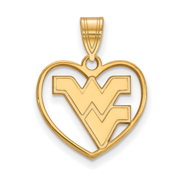 14k Gold Plated Silver West Virginia U. Logo Heart Pendant