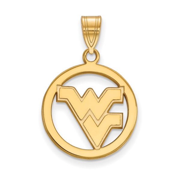 14k Gold Plated Silver West Virginia U. Small Circle Pendant