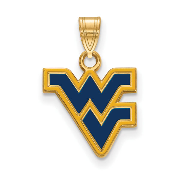 14k Gold Plated Silver West Virginia U. Small Enamel Logo Pendant