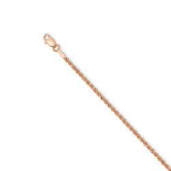 14k Rose Gold 1.75mm Handmade D/C Rope Chain Anklet, 10 Inch