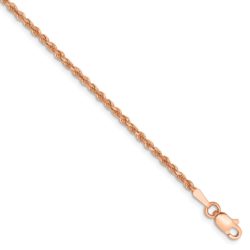 14k Rose Gold 1.75mm Handmade D/C Rope Chain Bracelet, 7 Inch