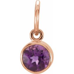 14k Rose Gold 4mm Imitation Amethyst Charm or Pendant Enhancer