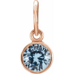 14k Rose Gold 4mm Imitation Aquamarine Charm or Pendant Enhancer