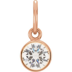 14k Rose Gold 4mm Imitation Diamond Charm or Pendant Enhancer