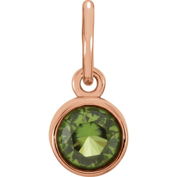 14k Rose Gold 4mm Imitation Peridot Charm or Pendant Enhancer