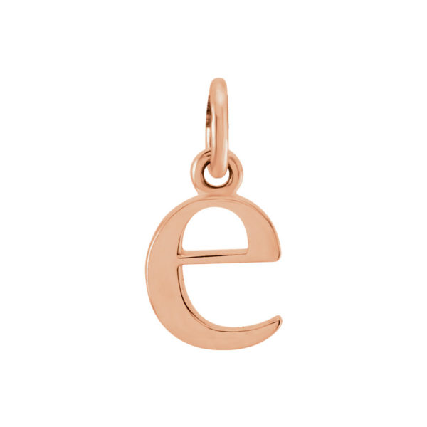 14k Rose Gold, Abbey Collection, Small Lower Case Initial e Charm