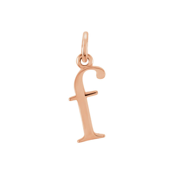 14k Rose Gold, Abbey Collection, Small Lower Case Initial f Charm