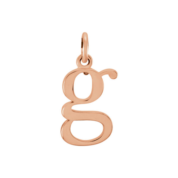 14k Rose Gold, Abbey Collection, Small Lower Case Initial g Charm