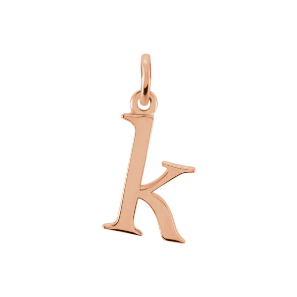 14k Rose Gold, Abbey Collection, Small Lower Case Initial k Charm