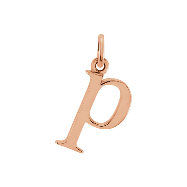 14k Rose Gold, Abbey Collection, Small Lower Case Initial p Charm